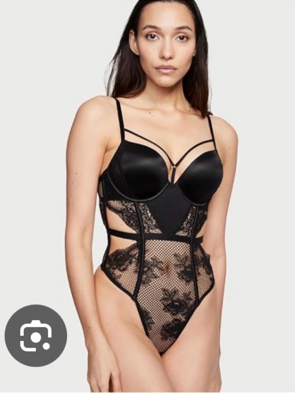 Victoria's Secret Black Lace Push-Up Bra Lingerie Bodysuit